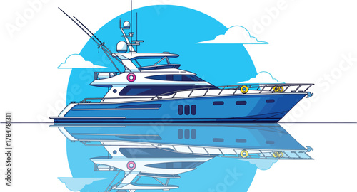 Experience luxury and adventure with a beautiful yacht on the water reflecting the dreamy blue sky