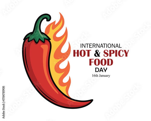 International Hot and Spicy Food Day poster, banner, card, background vector illustration.