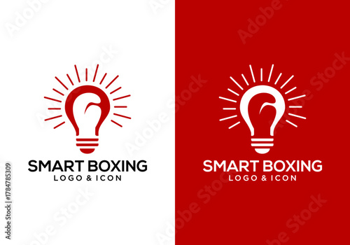 vector icon design of boxing glove logo with light bulb
