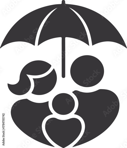 Family Protection Under Umbrella Icon