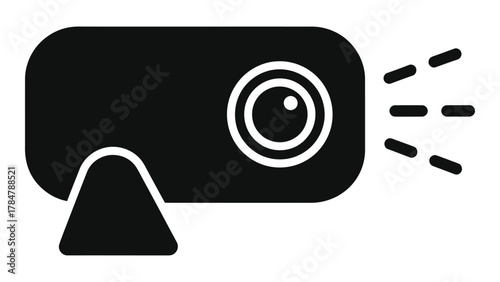 Projector icon with light beams, symbol for presentation