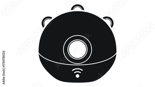 Round black humidifier icon with wifi symbol