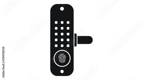 Smart door lock with keypad and handle icon