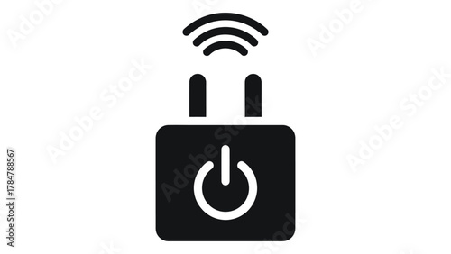 Smart plug with power button and wifi signal icon,