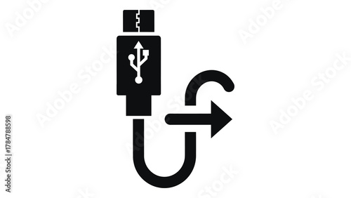 Usb connector with charging cable and repeat arrow symbol