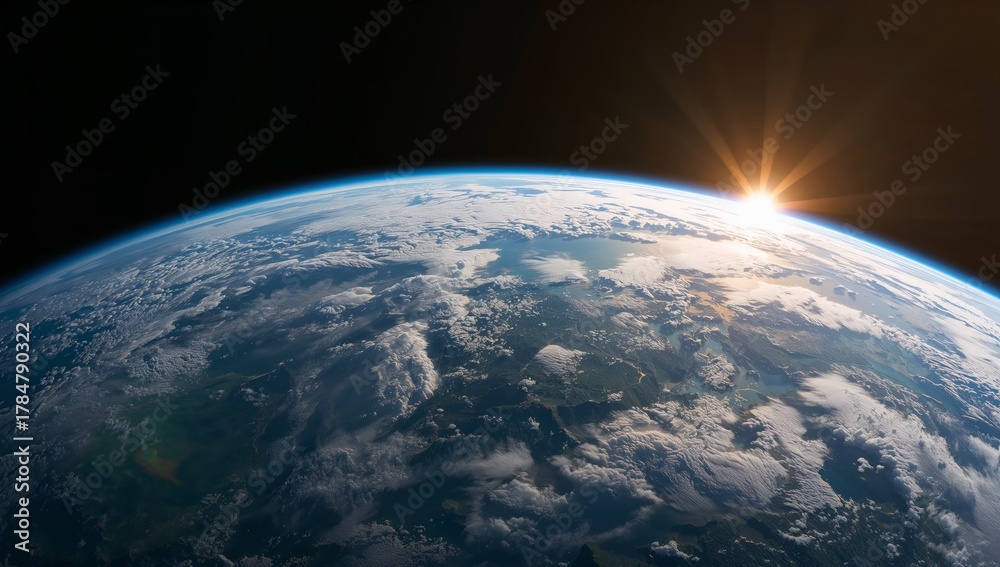 Obraz premium Celestial Sphere. Sunrise in the Abyss of Space, a View from an Unidentified Location.