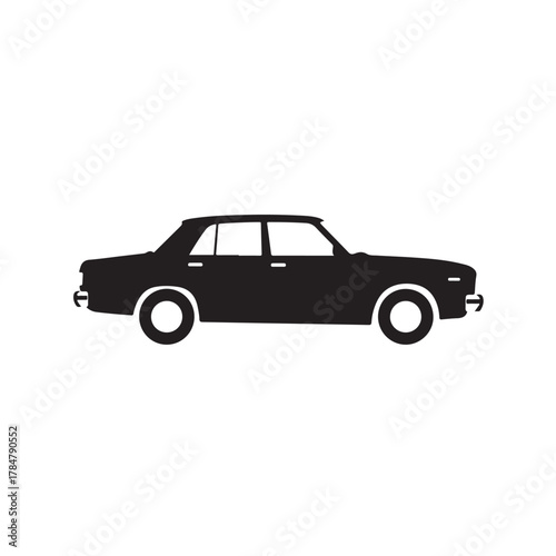 Black silhouette of a vintage sedan car