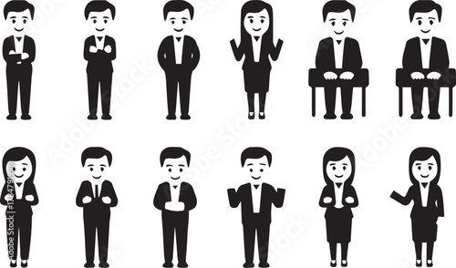 Business Man & Women in suits working Illustrator Artwork