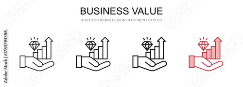 Business Value in 4 different styles vector illustration