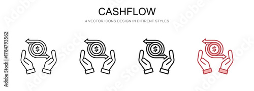 Cashflow in 4 different styles vector illustration