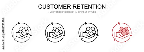 Customer Retention in 4 different styles vector illustration