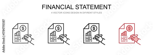 Financial Statement in 4 different styles vector illustration