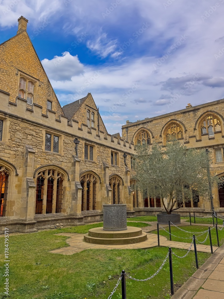 Fototapeta premium Front Quadrangle (also known as the Old Quad) of New College, Oxford, UK. It is one of Oxford's oldest and most historically significant quads