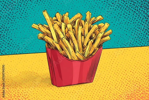 pop art style french fries