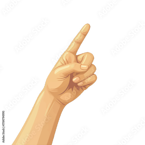 Hand pointing upward with index finger extended