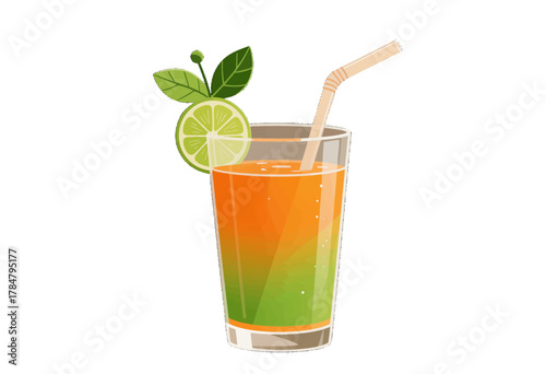 Refreshing citrus cocktail with lime garnish and straw