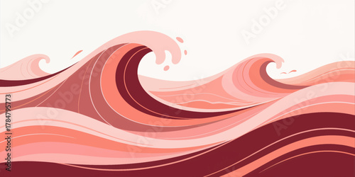Abstract wave illustration in soft coral tones