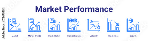Market Performance web icon vector illustration concept with icon of Market,Market Trends,Stock Market,Market Growth,Volatility,Stock Price,Growth