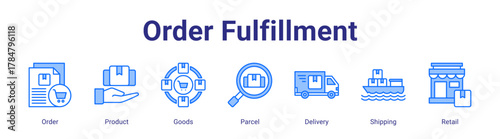 Order Fulfillment web icon vector illustration concept with icon of Order,Product,Goods,Parcel,Delivery,Shipping,Retail