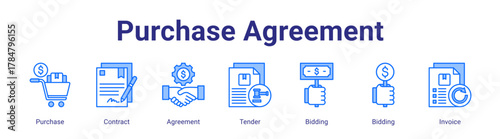 Purchase Agreement web icon vector illustration concept with icon of Purchase,Contract,Agreement,Tender,Bidding,Bidding,Invoice