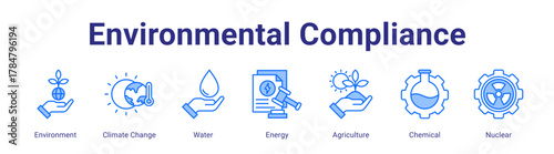Environmental Compliance web icon vector illustration concept with icon of Environment,Climate Change,Water,Energy,Agriculture,Chemical,Nuclear