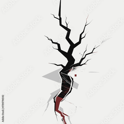 Crackling Tree Branches Breaking Through Surface