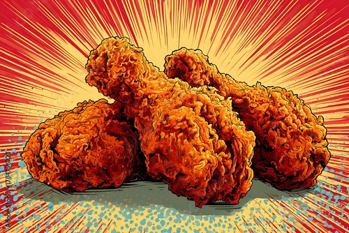 pop art style fried chicken