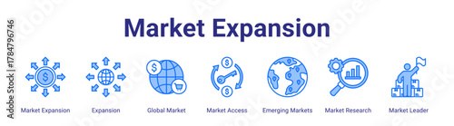 Market Expansion web icon vector illustration concept with icon of Market Expansion,Expansion,Global Market,Market Access,Emerging Markets,Market Research,Market Leader