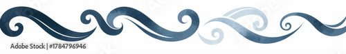 Elegant blue wave swirl border design element