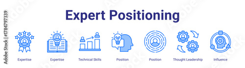 Expert Positioning web icon vector illustration concept with icon of Expertise,Expertise,Technical Skills,Position,Position,Thought Leadership,Influence