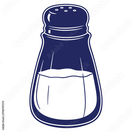 Classic Salt Shaker Icon Illustration with Blue Outline and Detailed Design Perfect for Culinary Projects