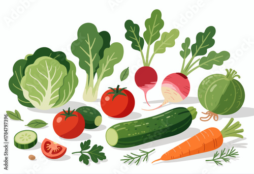 Fresh Vibrant Vegetables Illustration Collection