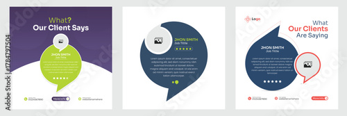 Creative testimonial feedback template bundle for client review and business marketing