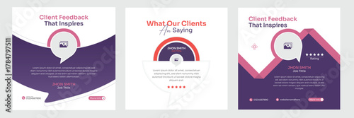 Modern testimonial and feedback template bundle for client review and rating showcase.
