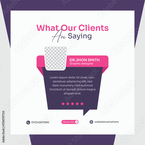 Creative feedback and testimonial square layout for client satisfaction presentation.