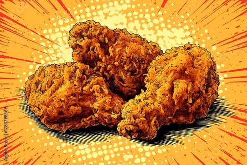 pop art style fried chicken