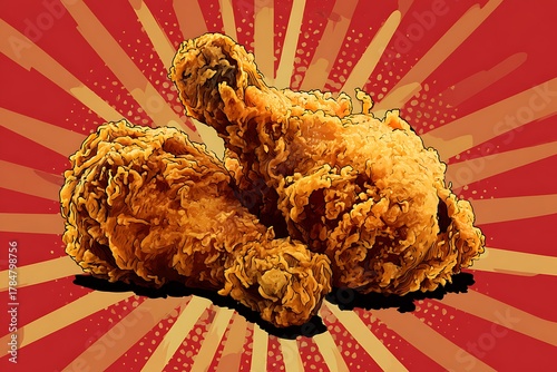 pop art style fried chicken