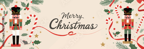 Merry Christmas Nutcracker Holiday Banner Design