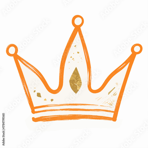 Orange Crown with Gold Leaf Accent Illustration