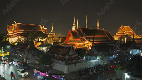 Wat Pho temple in Bangkok at night, Thailand