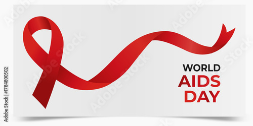 Editable Vector of World AIDS Day 1 December Red Ribbon Symbol, HIV Awareness Graphic Design for Charity and Medical Health Promotion