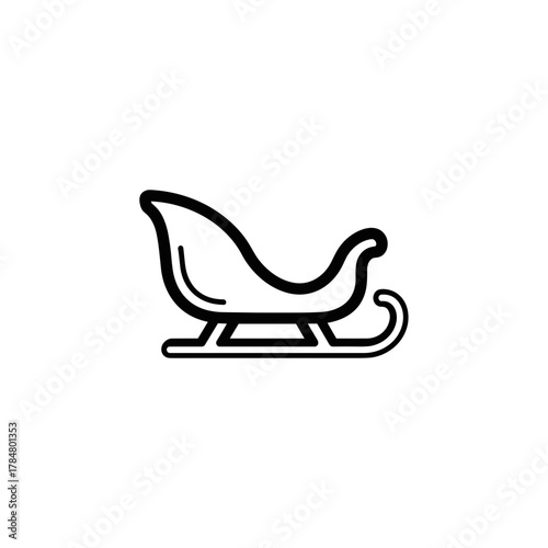 Sleigh illustration with simple line design for winter themes  