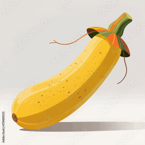 Yellow Zucchini with Green Stem Isolated on Transparent Background