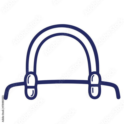 Handbag handle simple line art drawing of a purse with curved handles and attachment points illustration