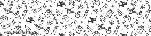 christmast doodle hand drawing sketch pattern seamless background winter 
