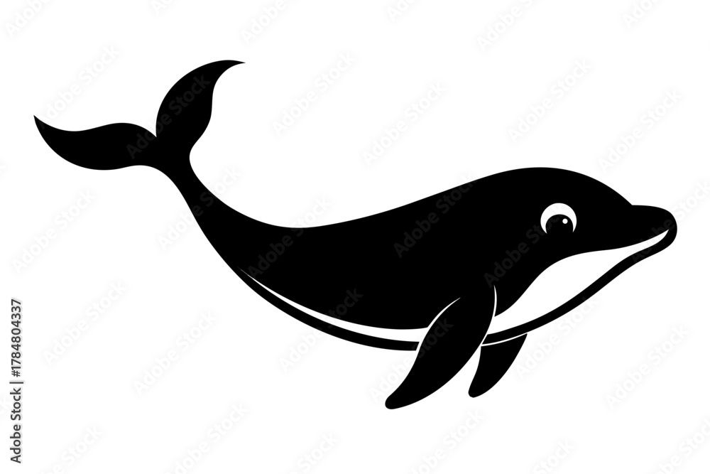 Fototapeta premium Whale black icon, Blue whale silhouette art