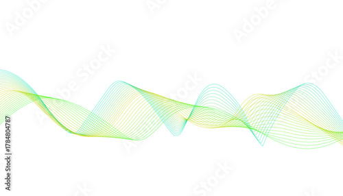 Modern, soft-colored sine wave illustration for minimalist design. Flowing, translucent line art representing cool energy or sound.