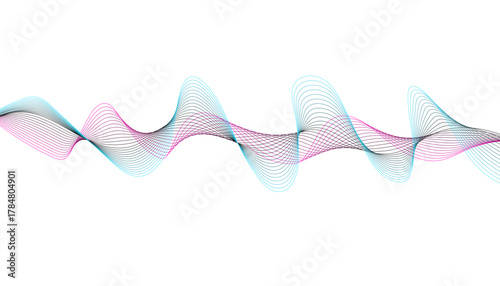 Modern digital sound visualization using overlapping, layered, and complex sine waves.
