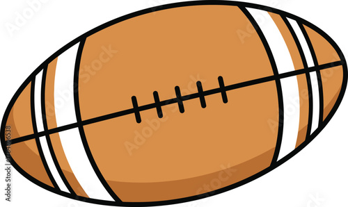 American Football Ball Illustration with White Stripes and Laces.