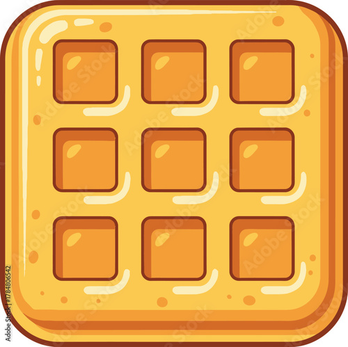 Delicious golden brown waffle with nine square pockets.